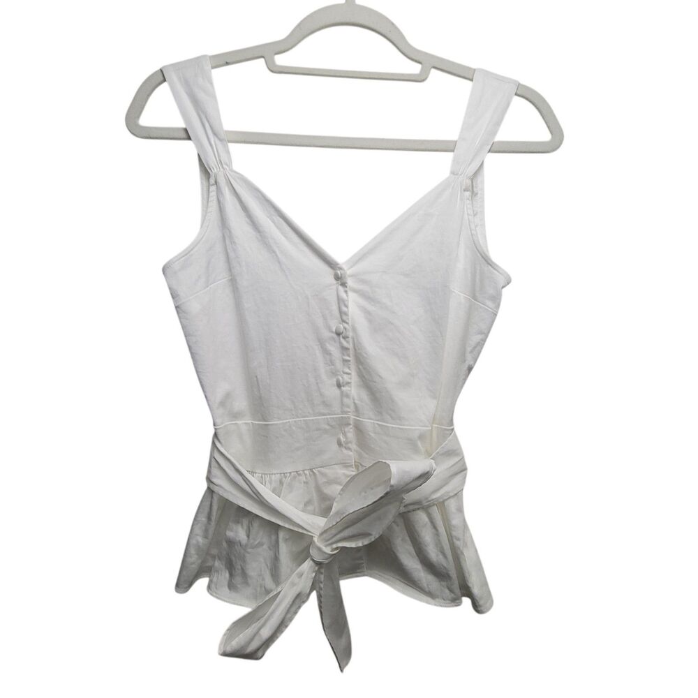 Express White Button Tie Back V-Neck Tank Blouse Size XS